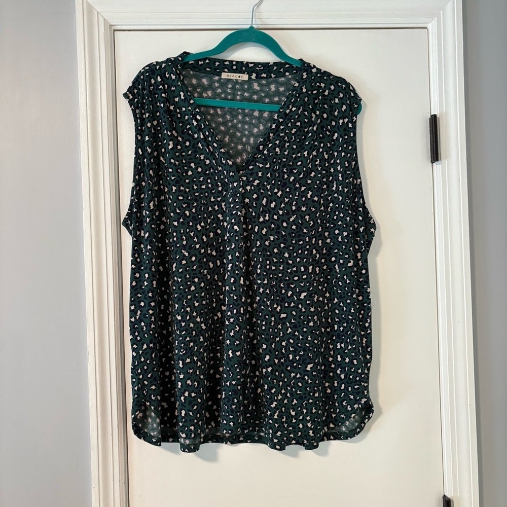 Beacon Green, Navy, Cream Tank Top Blouse
